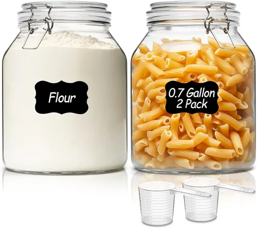 Miniatura 11 de ComSaf Recipientes de vidrio de 71 onzas con tapas herméticas de abrazadera (juego de 3), tarros grandes de fermentación y despensa de 2.1 L