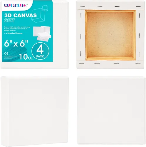 Miniatura 11 de AUREUO Lienzo envuelto para galería de 4 x 4 pulgadas, profundidad de 1.5 pulgadas, paquete de 4 unidades, 10 onzas con triple imprimación de gesso