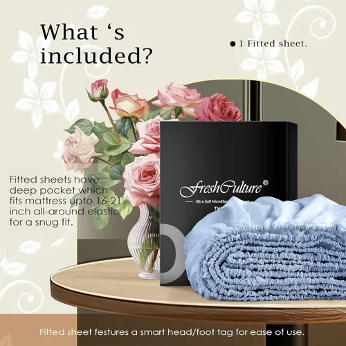 Miniatura 5 de FreshCulture Sábana Bajera Individual Solo – Sábana Bajera de Calidad de Hotel Premium para Cama Individual – Microfibra Cepillada Ultra Suave
