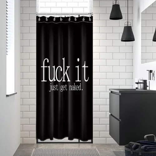 Miniatura 6 de LB Fuck It Get Naked - Cortina de ducha pequeña de 48 x 68 pulgadas, forro de cortina de ducha en blanco y negro, cortina de ducha estrecha