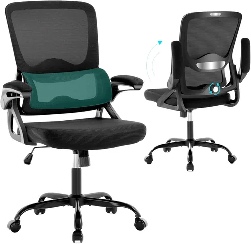 Miniatura 11 de Silla de oficina ergonómica, silla de oficina de malla con soporte lumbar, silla de escritorio de respaldo medio con brazos abatibles, cómoda silla