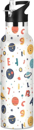 Miniatura 8 de Botella de agua aislada con popote Kawaii Lion White de doble pared aislada al vacío ligera para deportes, gimnasio, viajes al aire libre, escuela 01