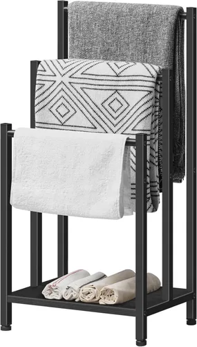 Miniatura 7 de HOOBRO Toallero de pie independiente, estante de manta de 3 niveles, soporte para mantas para baño, 16.9 pulgadas de largo x 11 pulgadas de ancho x