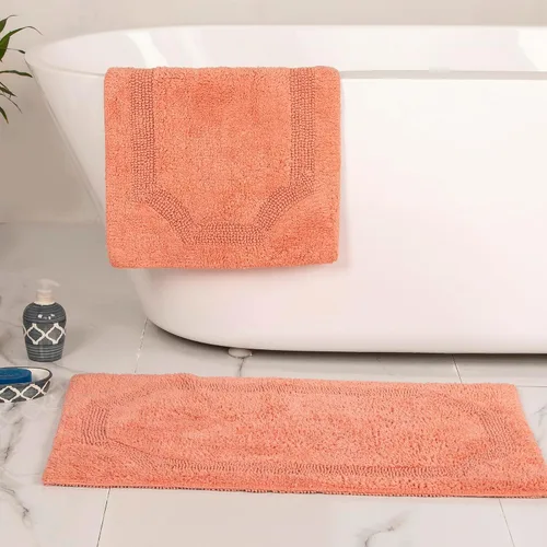 Miniatura 13 de voyzz home Juego de 2 alfombras de baño reversibles de 20 x 32 pulgadas a 17 x 24 pulgadas, 100 % algodón copetudo a mano, suaves y absorbentes