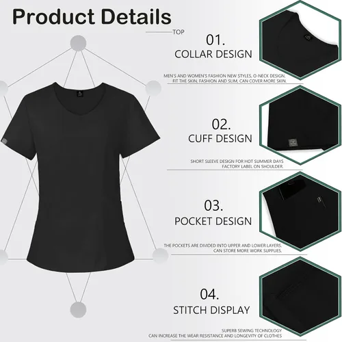 Miniatura 2 de VIAOLI Uniformes médicos, enfermeras, médicos, enfermería, hospital, conjunto de camiseta y pantalones deportivos, ropa de trabajo para clínica