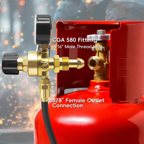 Miniatura 7 de Regulador de argón de soldadura estándar americano con manguera de gas de 6.6 pies, regulador de soldadura de gas de medidores de argón para TIG