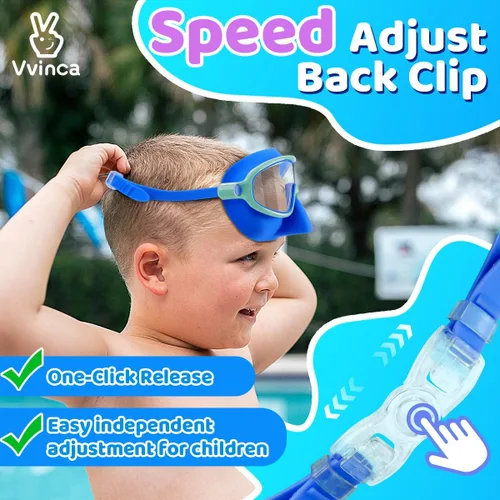 Miniatura 6 de Vvinca Gafas de natación con cubierta para la nariz, paquete de 2 máscaras de buceo de visión amplia, antivaho, UV, sin fugas, gafas de natación