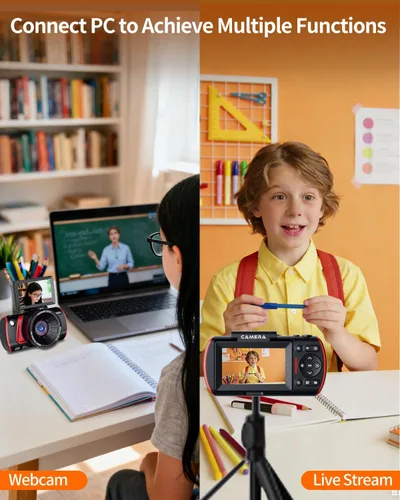 Miniatura 6 de Cámara digital 1080P para enfoque automático de fotografía, cámara WiFi de 50 MP con pantalla abatible de 3 pulgadas y 180° para YouTube, cámara