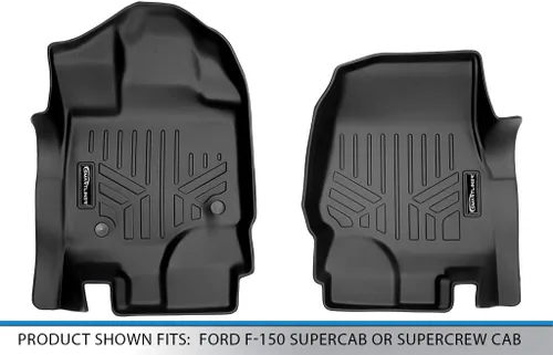 Miniatura 5 de SMARTLINER Alfombrillas de Piso de Ajuste Personalizado Juego de Revestimiento de Primera Fila Compatible con Ford F-150 2015-2025