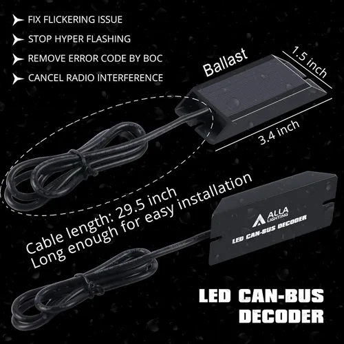 Miniatura 2 de Alla Lighting Decodificadores LED para antiparpadeo Fix Luces de señal de giro Bombillas Hyper Flash Resistor Adaptador Arnés Kits/Fix Error Free
