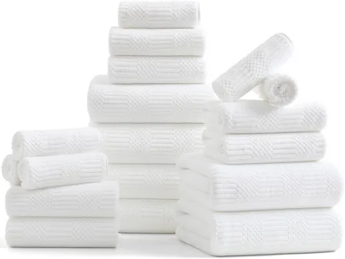 Miniatura 22 de Juego de 8 toallas de baño extra grandes azules - 2 toallas de baño extra grandes, 2 toallas de mano, 4 toallas faciales - 600GSM suaves, altamente