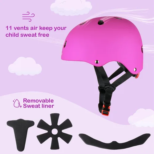 Miniatura 4 de KAMUGO - Casco de bicicleta para niños, casco para niños pequeños de 2 a 8 años, para niños y niñas, con equipo de protección deportiva, rodilleras