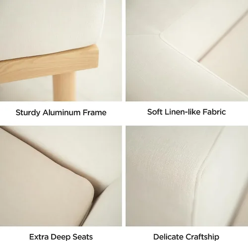 Miniatura 8 de Acanva Sofá modular minimalista para sala de estar, asiento ancho y profundo, juego de muebles convertibles con marco de metal y fundas móviles