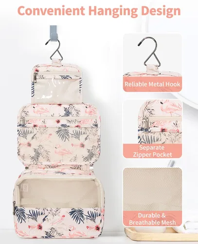 Miniatura 2 de Narwey Pequeña Bolsa de Aseo Colgante de Viaje para Mujeres, Bolsa de Viaje para Artículos de Tocador, Organizador de Bolsa de Maquillaje Bolsas