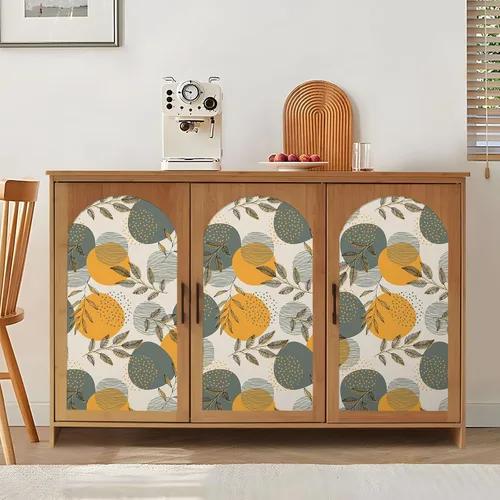Miniatura 6 de VEELIKE Papel tapiz geométrico bohemio gris naranja con diseño geométrico de hojas vintage para dormitorio, sala de estar, papel de pared Accet