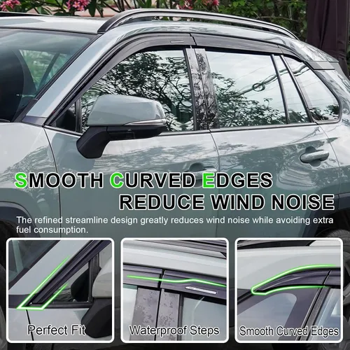Miniatura 6 de Deflectores contra viento y lluvia montados en el exterior, viseras para ventanas para Toyota RAV4 2019-2025 de tamaño completo, deflectores