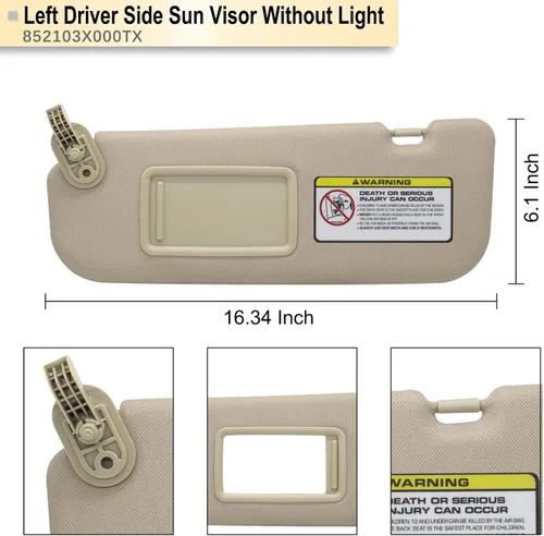 Miniatura 4 de NHILES - Visera solar para conductor del lado izquierdo compatible con Hyundai Elantra 2011 2012 2013 2014 2015 Reemplazo# 852103X000TX, color beige