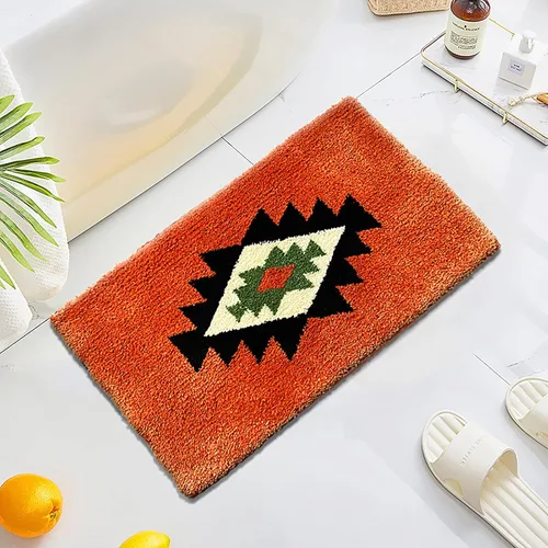 Miniatura 18 de Tapetes de baño bohemios antideslizantes geométricos, alfombras de baño esponjosas, suaves y absorbentes para baño, ducha, lavabo, hogar, entrada, L
