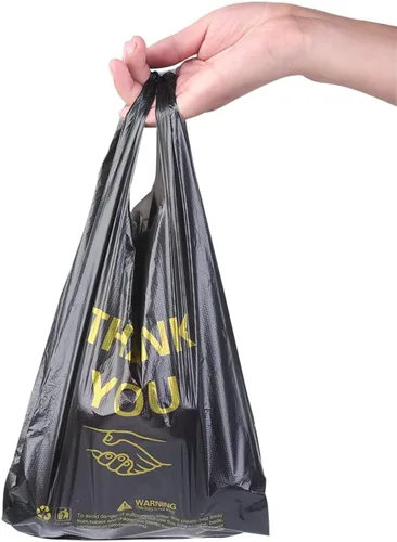 Miniatura 3 de ysmile 50 bolsas de plástico para camisetas de agradecimiento para tiendas de pequeñas empresas, bolsas de plástico desechables con asa, bolsa
