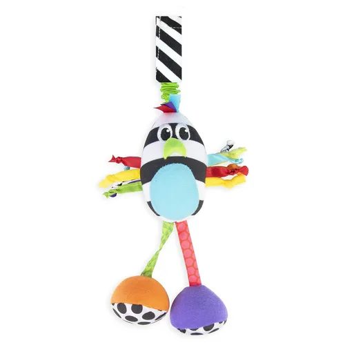 Sassy Boppin' Birdie - Juguete de peluche de desarrollo para aprendizaje temprano, alto contraste, se fija al equipo del bebé para viajes, para