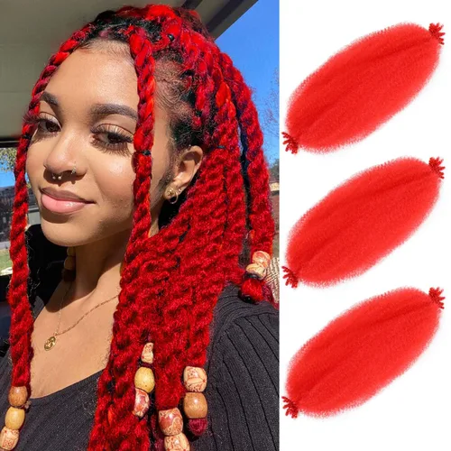 Miniatura 12 de Cabello afro elástico y trenzado de 30 pulgadas 2 paquetes, cabello preesponjado y trenzado elástico pre-estirado para extensiones de cabello suave