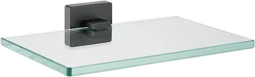 Miniatura 19 de JQK Estante de cristal para baño cromado, almacenamiento de ducha de vidrio templado de 12 x 5 pulgadas, montaje en pared cromado pulido de acero