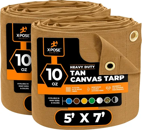 Miniatura 14 de Xpose Safety Lona de Lona - Lonas de Lona Verde de 10oz Resistentes al Agua con Ojales de Latón - Lona Multiusos para Exteriores para Campamento