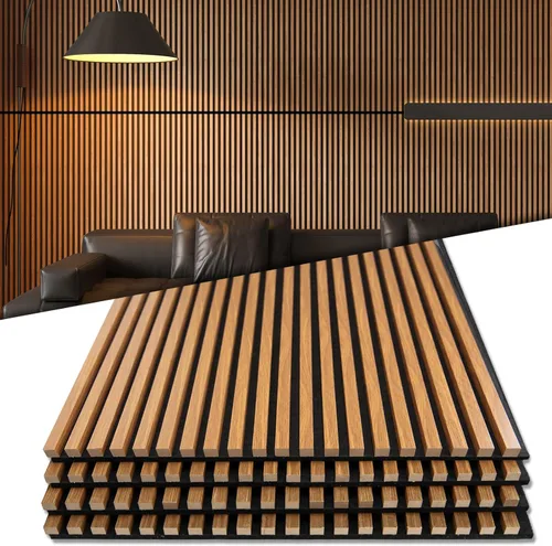Miniatura 13 de Art3d Paquete de 2 paneles acústicos de madera de 108" x 12" para pared, paneles de listones de madera insonorizados para pared y techo, paneles