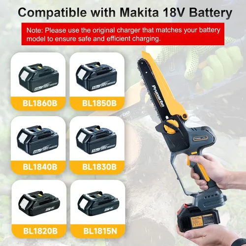 Miniatura 2 de Motosierra de poda inalámbrica de 8 pulgadas compatible con baterías Makita de 18 V, motosierra de mano sin escobillas con engrasador automático