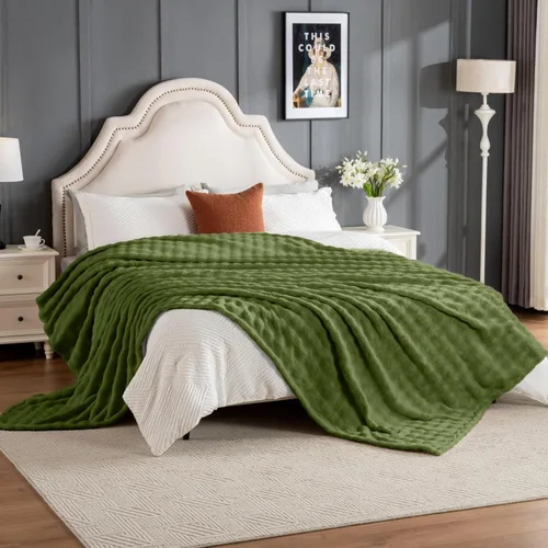 Miniatura 26 de Manta de Tiro de Piel Sintética Color Hueso para Sofá, Manta Suave y Esponjosa de Burbujas para Cama y Sofá, Manta Gruesa y Cálida de Felpa Difusa