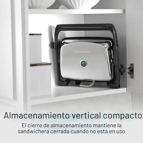 Miniatura 6 de Hamilton Beach Parrilla eléctrica Panini Press con tapa de bloqueo, se abre 180 grados para cualquier grosor de sándwich (25460A) Rejillas Acabado