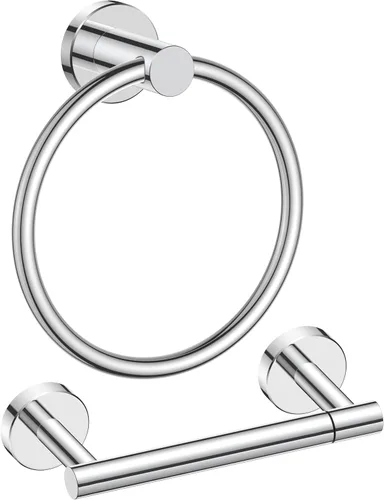 Miniatura 19 de FORIOUS Soporte de pared para papel higiénico, SUS304 de acero inoxidable con doble poste giratorio para rollo de papel higiénico y juego de anillos