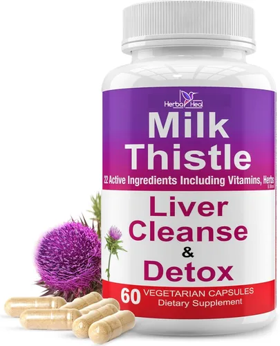 Liver Cleanse Detox - Suplemento hepático de cardo mariano de 1000 mg de alta potencia con 22 ingredientes, desintoxicante natural y regenerador con