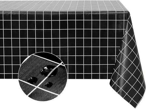 Miniatura 13 de Romanstile Mantel cuadrado de vinilo de verano, mantel de plástico impermeable a prueba de aceite, para exteriores, mantel de vinilo resistente