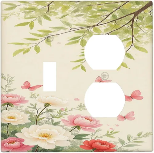 Miniatura 103 de Cubiertas Decorativas de Tomacorrientes Estilo Gótico Cuervo Flores Púrpuras 1 Gang Interruptor de Luz Simple Basculante Placa Cubierta Placas