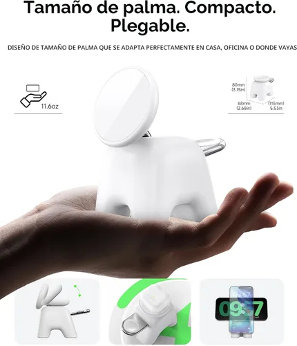 Miniatura 4 de Estación de carga inalámbrica magnética 2026, soporte de cargador ultrarrápido de 15 W para iPhone 17, 16, 15, 14, 13, 12 Pro Max, 5 W para Apple