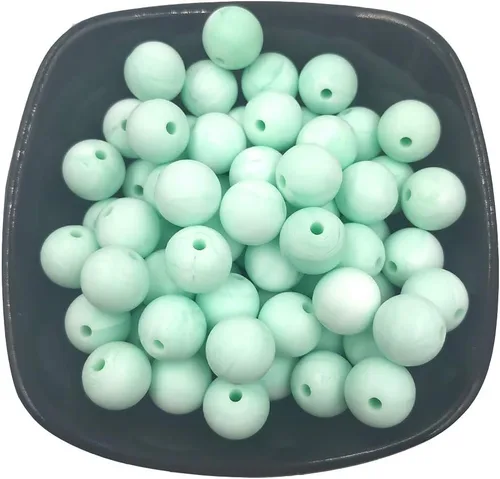 Miniatura 17 de Cuentas de perlas de silicona focales para bolígrafo, 100 cuentas redondas de silicona sueltas de 0.59 pulgadas a granel para llavero, mamá mujer