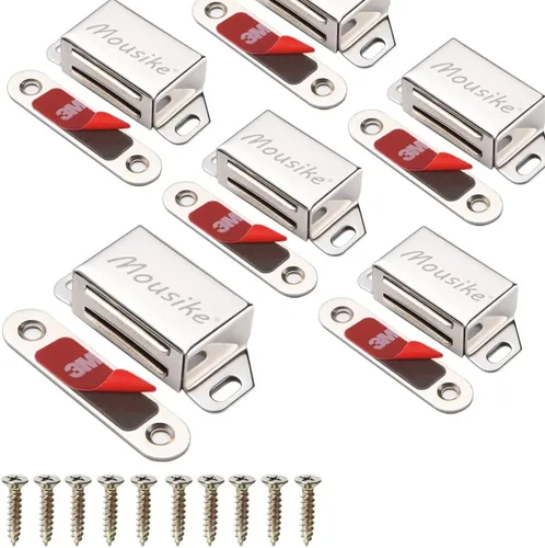 Miniatura 10 de Mousike Imanes para gabinete de 30 libras de color negro con fuerte imán para cocina, armario, armario, puerta, cajón, pestillo paquete de 4