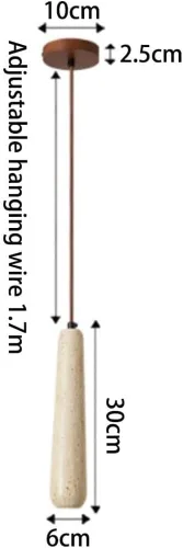 Miniatura 5 de 11.8IN Long Tube Hanging Lamp Mid Century Industrial Yellow Travertine Pendant Lights Japanese Style Simple Small Chandeliers for Dining Room Living