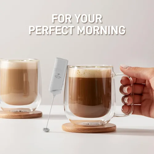 Miniatura 8 de Varita de espumador de leche mini y potente – Potente espumador de café de mano, mezclador de bebidas operado con batería – Tamaño de bolsillo Azul