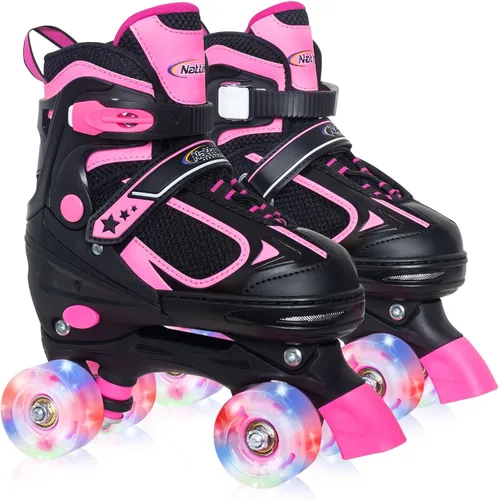 Miniatura 10 de Nattork Patines de ruedas para niños y niñas, patines cuádruples ajustables de 4 tamaños con todas las ruedas iluminadas - regalo de cumpleaños