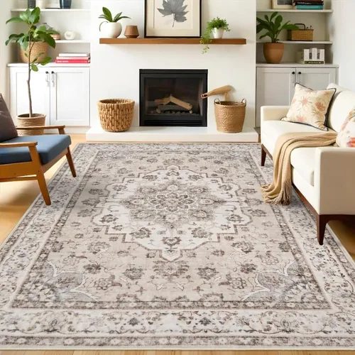 Miniatura 62 de Alfombra lavable de 2 x 3 pies para entrada: alfombras vintage con respaldo antideslizante para cocina, baño, alfombra resistente al agua