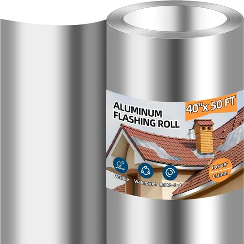 Miniatura 10 de Rollo de Sellado de Aluminio, 6'' x 50' Rollo de Metal para Techos y Jardín, Previene Manchas en Techos, Grosor de 0.019 pulgadas/0.3 mm (26GA) Tira