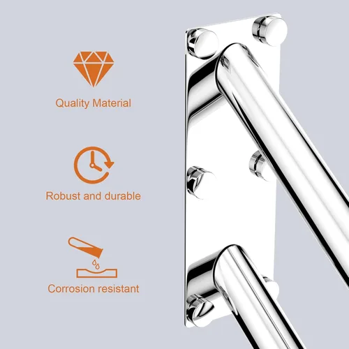 Miniatura 4 de Pasamanos de acero inoxidable de 20 pulgadas para 1-3 escalones, tubo de 1.25 pulgadas, barra de seguridad cromada en forma de U para escaleras
