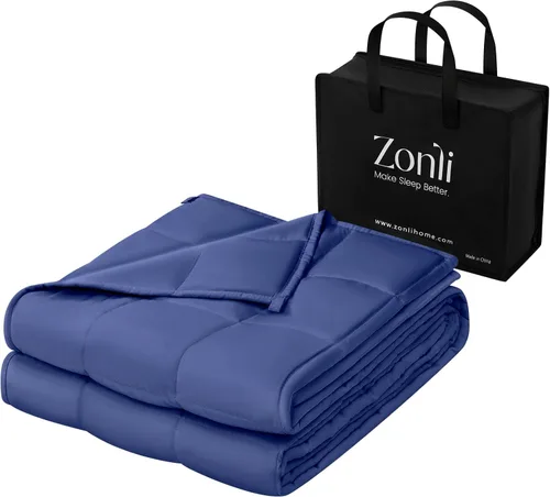 Miniatura 18 de ZonLi Manta pesada para adultos (48 x 72 pulgadas, 12 libras, verde oscuro) manta pesada de enfriamiento de alta transpirabilidad, material suave