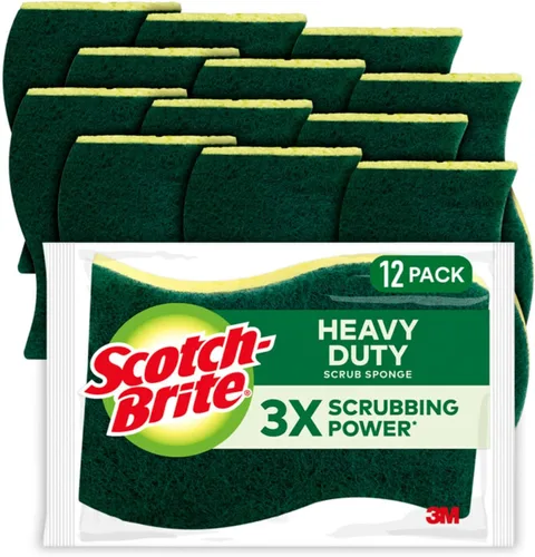Scotch-Brite - Esponja resistente para restregar, 12 esponjas de cocina, diseñada para desastres difíciles en la cocina, dura 3 veces más*, mejor