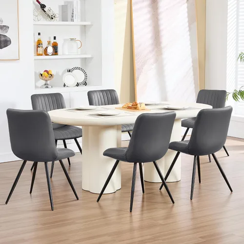Miniatura 44 de Sillas de comedor, modernas sillas de comedor con cojines gruesos, sillas tapizadas de piel sintética para cocina, comedor con patas de metal