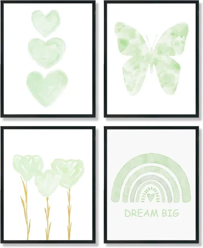 Miniatura 10 de ULEGIE Decoración de Habitación para Niña Pequeña, Arte de Pared Azul para Habitación de Niñas Nursery Sueña en Grande Juego de 4 Impresiones