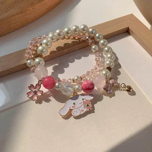 Miniatura 2 de ANZWTLOYY Juego de pulseras Kawaii con cuentas de cristal, pulseras de perlas de dibujos animados para niñas y mujeres, joyería de amistad, Cristal