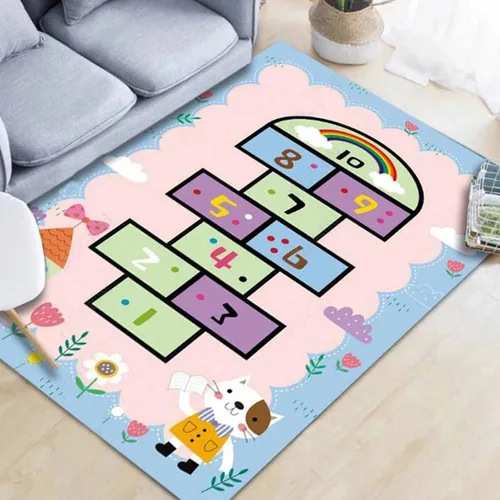 Miniatura 10 de Alfombra Hopscotch para niños, alfombra antideslizante divertida y educativa, alfombra de juego para dormitorio, guardería, sala de juegos, regalo